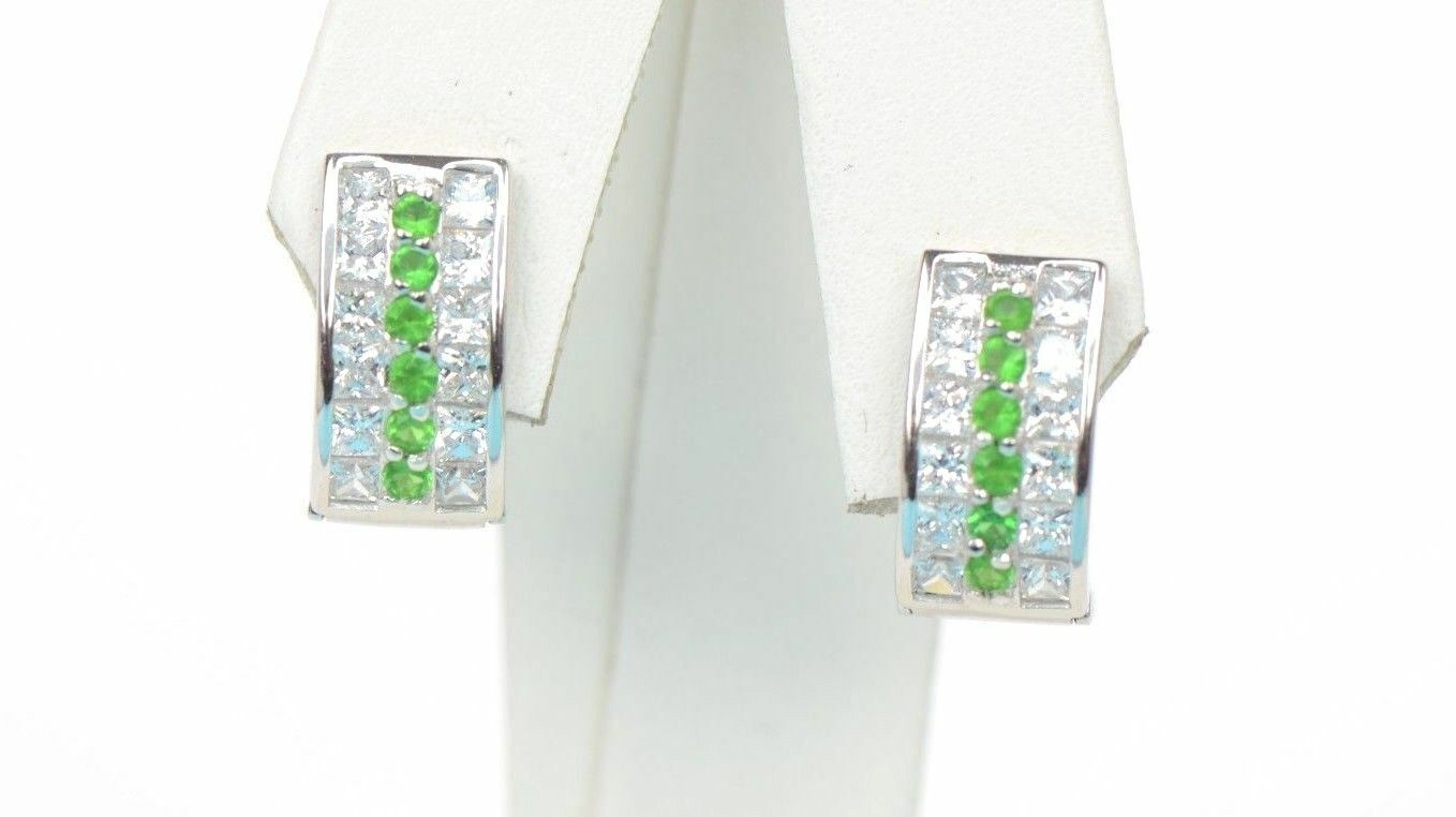 12 month Birthstone & CZ Prong 925 Sterling Silver Dangle Leverback Earring