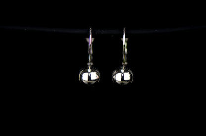 Sterling Silver Dangle Polished Ball Leverback Pierced Earrings