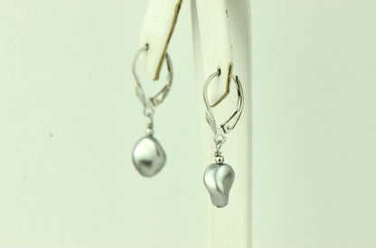 Sterling Silver Pearl Crystallized Crystal dangle drop earrings