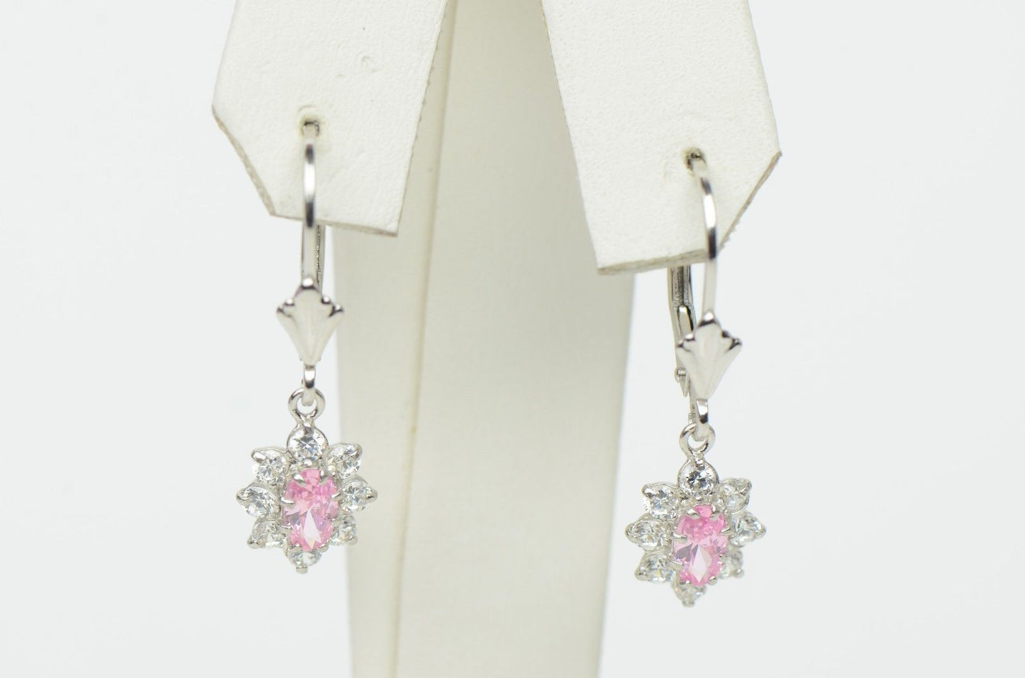 Sterling Silver 925 Flower Cz Stone Cubic Zirconia Earrings