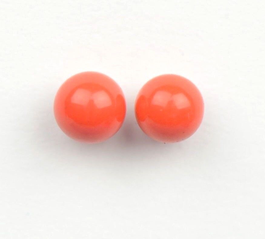 Sterling Silver 925 Red Round Coral Stud Earrings 4-10mm