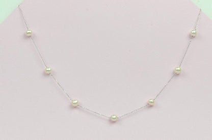 14k White Gold Freshwater White Pearls by the yard 18" Necklace