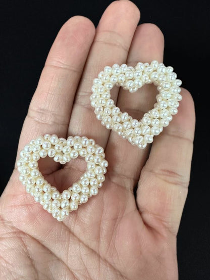 Knitted Fresh Water Pearl Heart