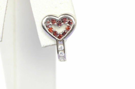 Sterling Silver 925 CZ Heart shaped Leverback Earrings with 12 month Birthstone