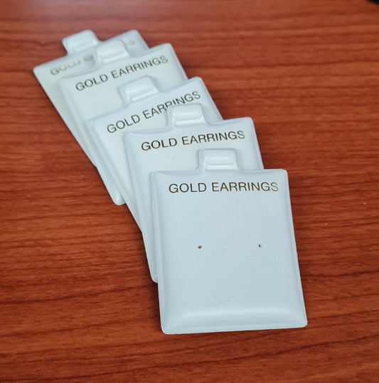 White Vinyl Gold Earrings Center Punch Card/Jewelry DisplayHolder 100 Pcs