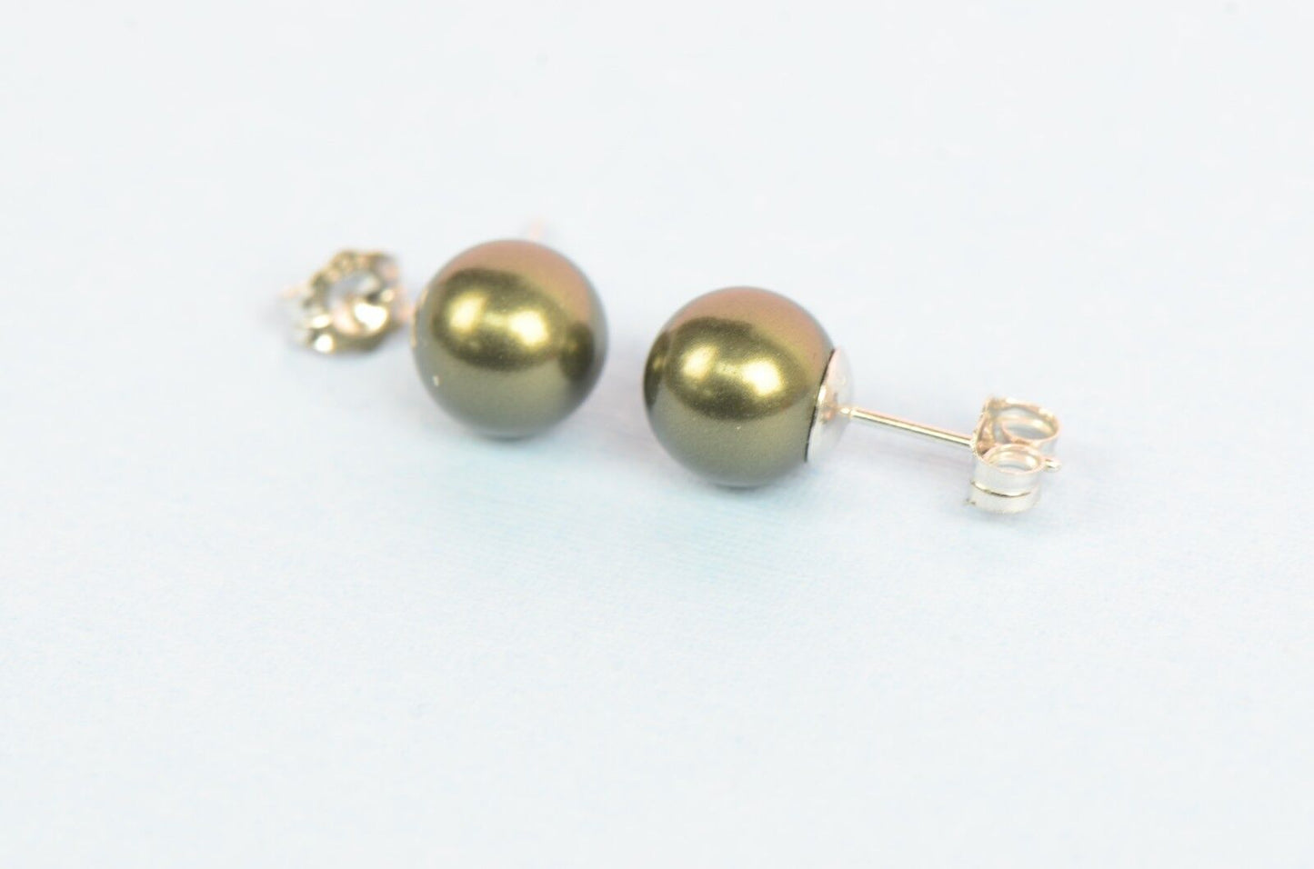 Sterling Silver 925 Stud Earrings With Swarovski Pearls handmade with push back