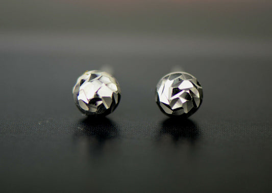 Silver ball sterling earrings 925 stud italian