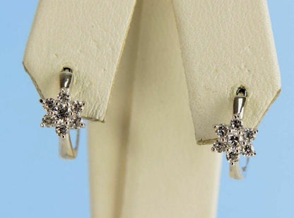 Sterling Silver 925 Flower Huggies Hoop Earring Birthstone