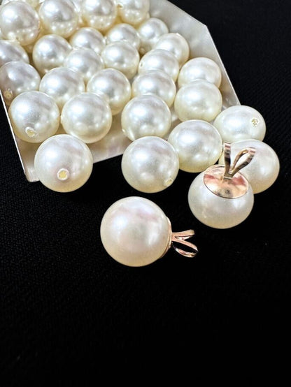 Half Drilled Round Bead Swarovski Crystal Cream White Pearl 9mm