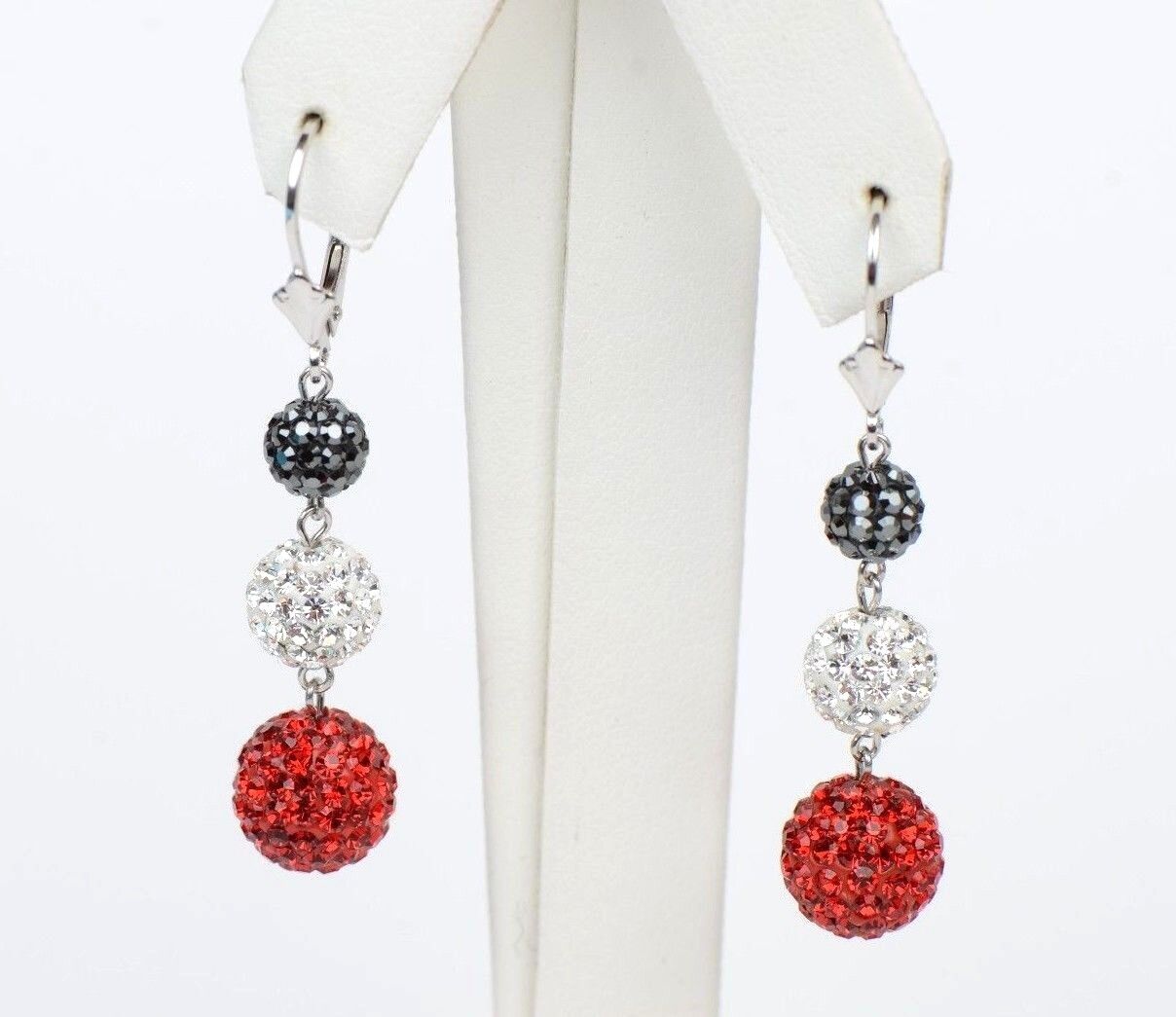 .925 Sterling Silver Sparkle Leverback Dangle Earrings w/Genuine Czech Crystals