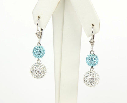 .925 Sterling Silver Sparkle Leverback Dangle Earrings w/Genuine Czech Crystals