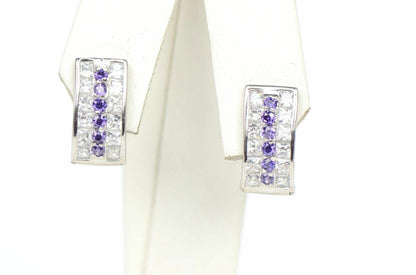 12 month Birthstone & CZ Prong 925 Sterling Silver Dangle Leverback Earring