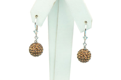 .925 Sterling Silver Sparkle Leverback Dangle Earrings w/Genuine Czech Crystals