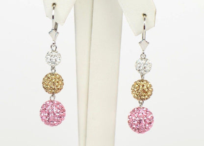 .925 Sterling Silver Sparkle Leverback Dangle Earrings w/Genuine Czech Crystals