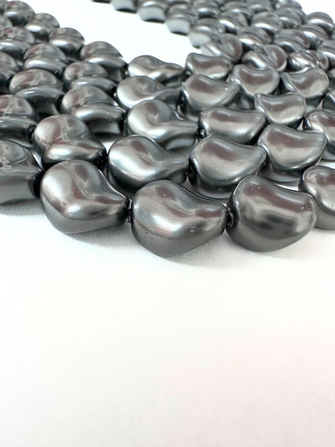 Curve Twist Bead Swarovski Crystal Pearls Dark Grey 9x8mm