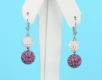 .925 Sterling Silver Sparkle Leverback Dangle Earrings w/Genuine Czech Crystals