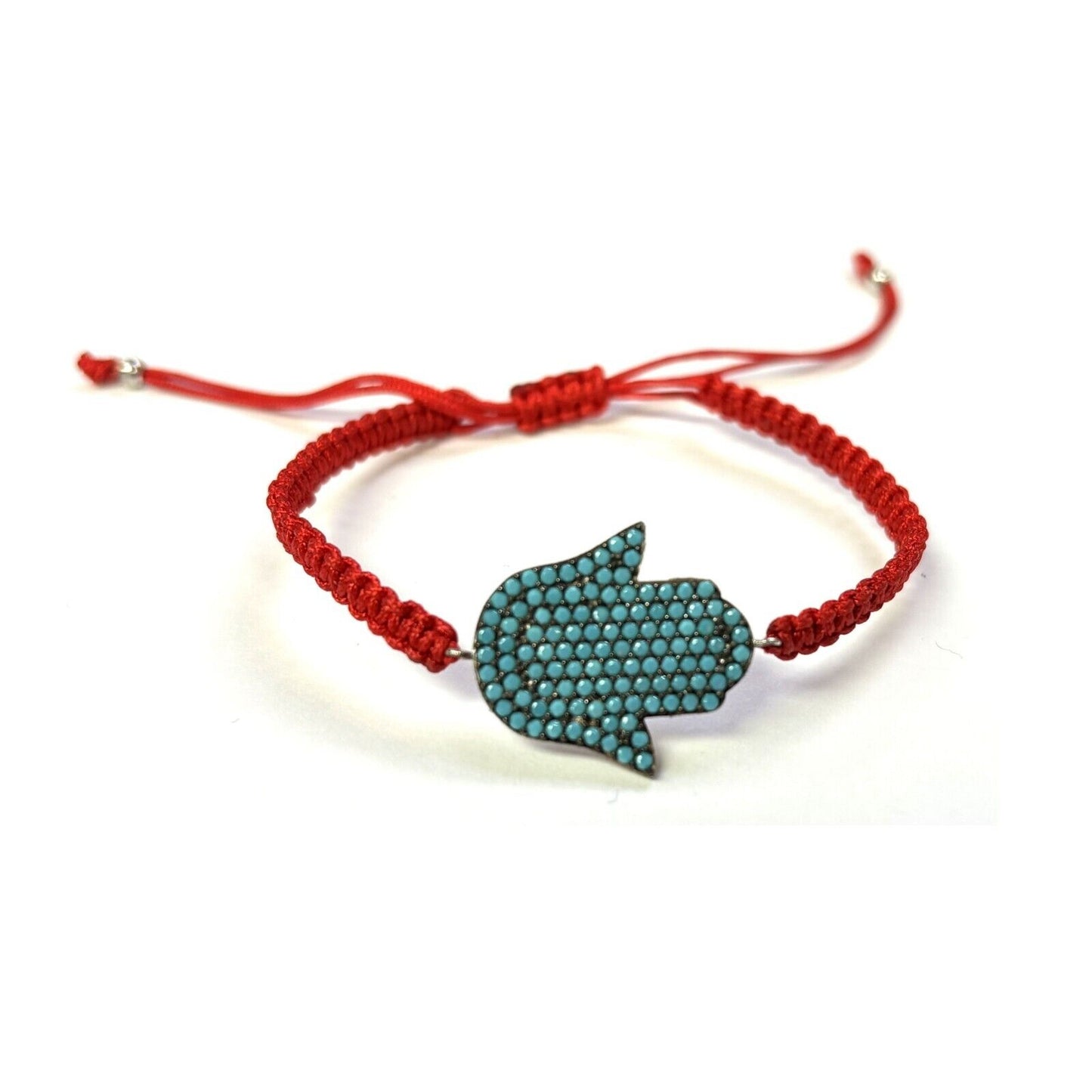 925 Sterling Silver  Hamsa Bracelet 6" Adjustable to 11"