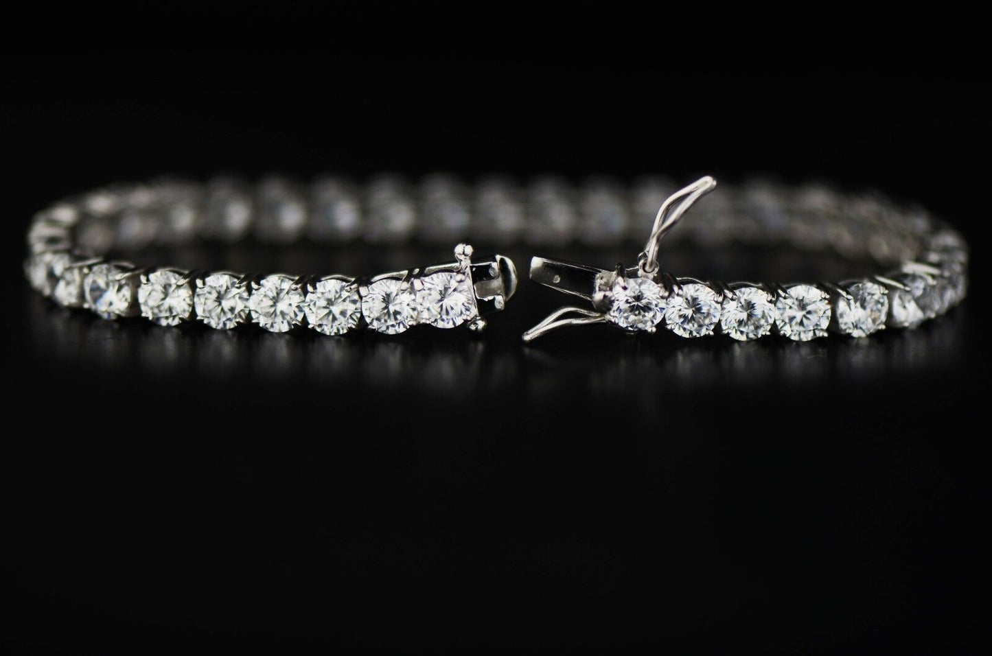 Sterling Silver CZ Tennis Bracelet AAA Round Brilliant Cubic Zirconia Gems