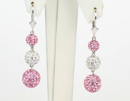 .925 Sterling Silver Sparkle Leverback Dangle Earrings w/Genuine Czech Crystals