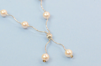 14k White Gold Charming Genuine White Pearls Set: Necklace, Bracelet, Earrings