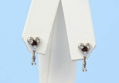 Solid Sterling Silver.925 Dangle Heart Shape Stud Earrings,Birthstone, leverback