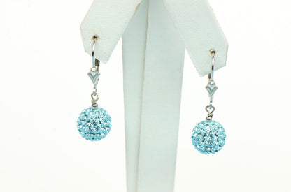 .925 Sterling Silver Sparkle Leverback Dangle Earrings w/Genuine Czech Crystals