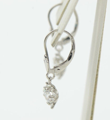 Square CZ Stone Leverback Sterling Silver Dangle Earrings