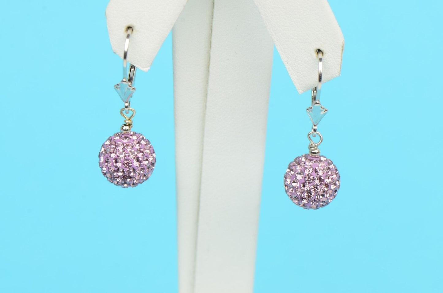 .925 Sterling Silver Sparkle Leverback Dangle Earrings w/Genuine Czech Crystals