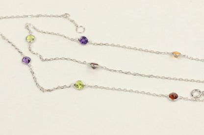 14k White Gold Multicolor Cubic Zirconia CZ by the yard 18" Necklace