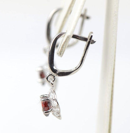 Sterling Silver Heart CZ Dangle Earrings