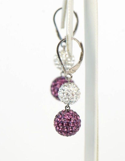 .925 Sterling Silver Sparkle Leverback Dangle Earrings w/Genuine Czech Crystals