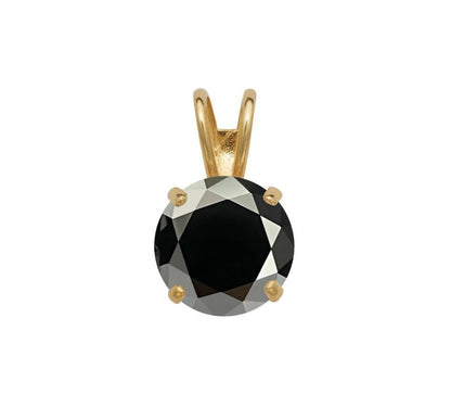 14K Gold GRA Certified D-VVS1 Round Black Moissanite Pendant