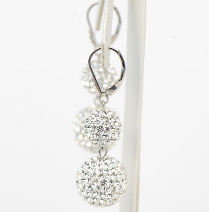 .925 Sterling Silver Sparkle Leverback Dangle Earrings w/Genuine Czech Crystals