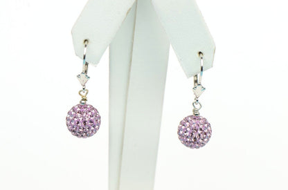 .925 Sterling Silver Sparkle Leverback Dangle Earrings w/Genuine Czech Crystals