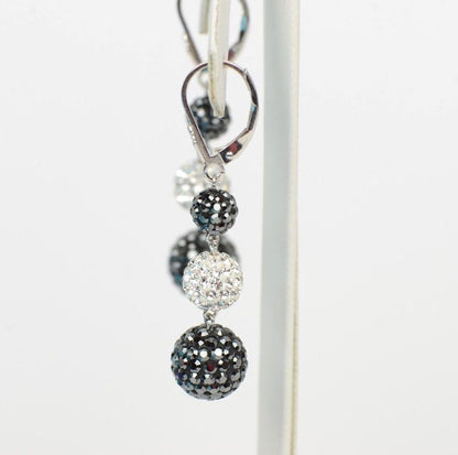 .925 Sterling Silver Sparkle Leverback Dangle Earrings w/Genuine Czech Crystals