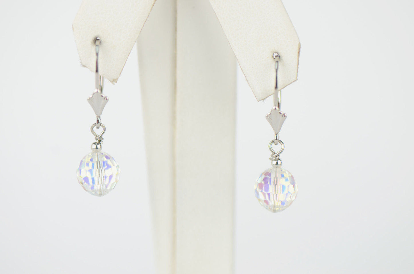 Sterling Silver Earrings 6-12mm Crystal Aurore Boreale Drop Dangle