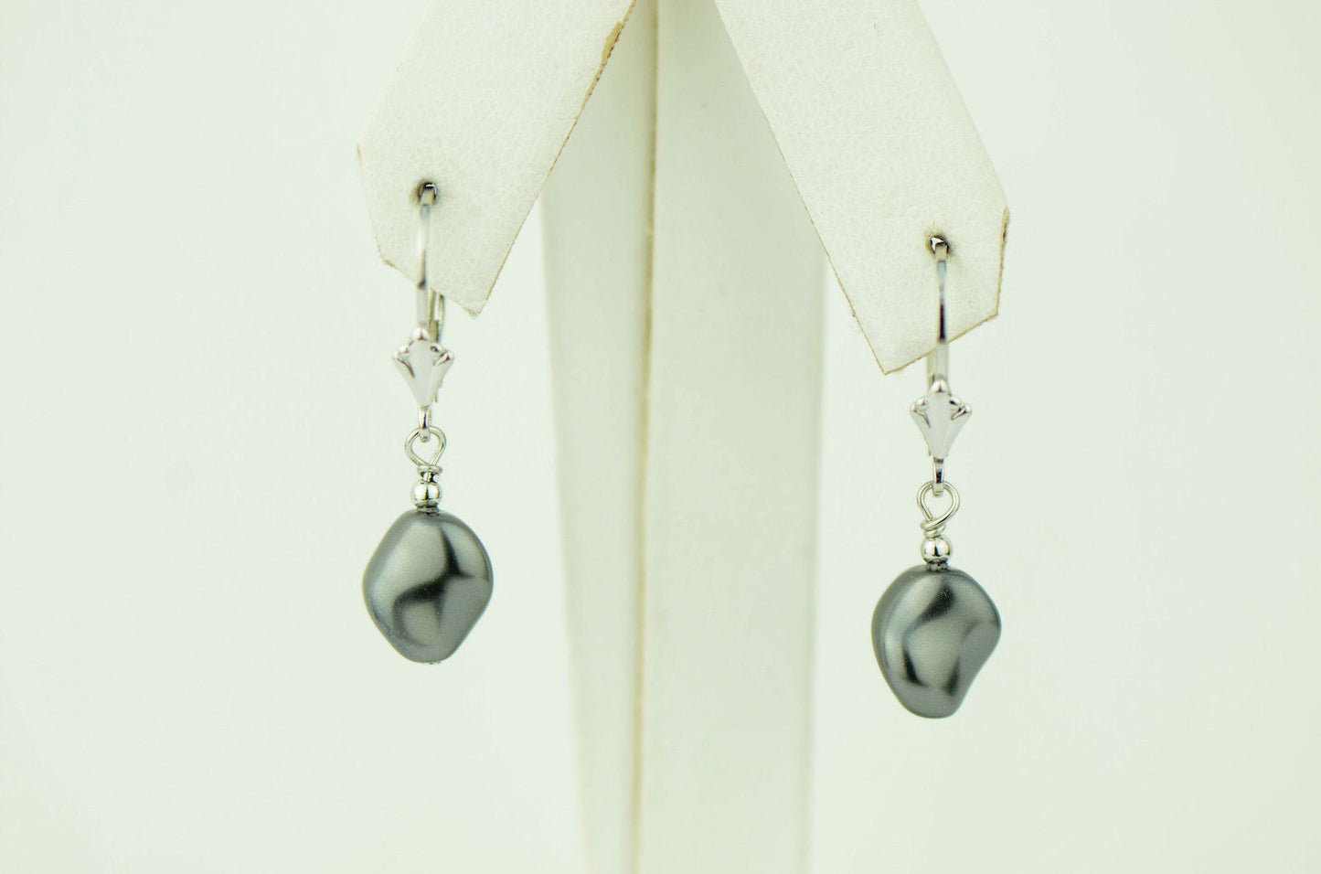 Sterling Silver Pearl Crystallized Crystal dangle drop earrings