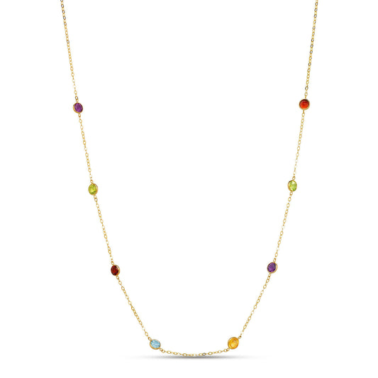 14k White Gold Multicolor Cubic Zirconia CZ by the yard 18" Necklace