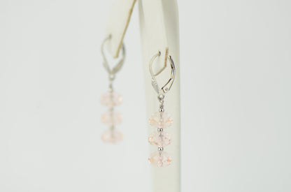 Three Color Crystal Dangle Drop earrings Sterling Silver 925