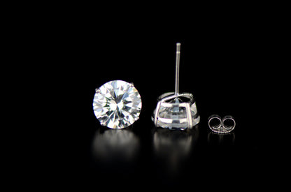 .925 Sterling Silver Round Cut Cubic Zirconia Basket Setting Style Stud Earrings