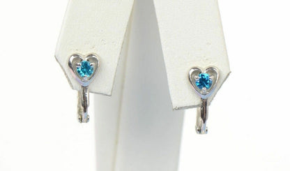 Solid Sterling Silver.925 Dangle Heart Shape Stud Earrings,Birthstone, leverback