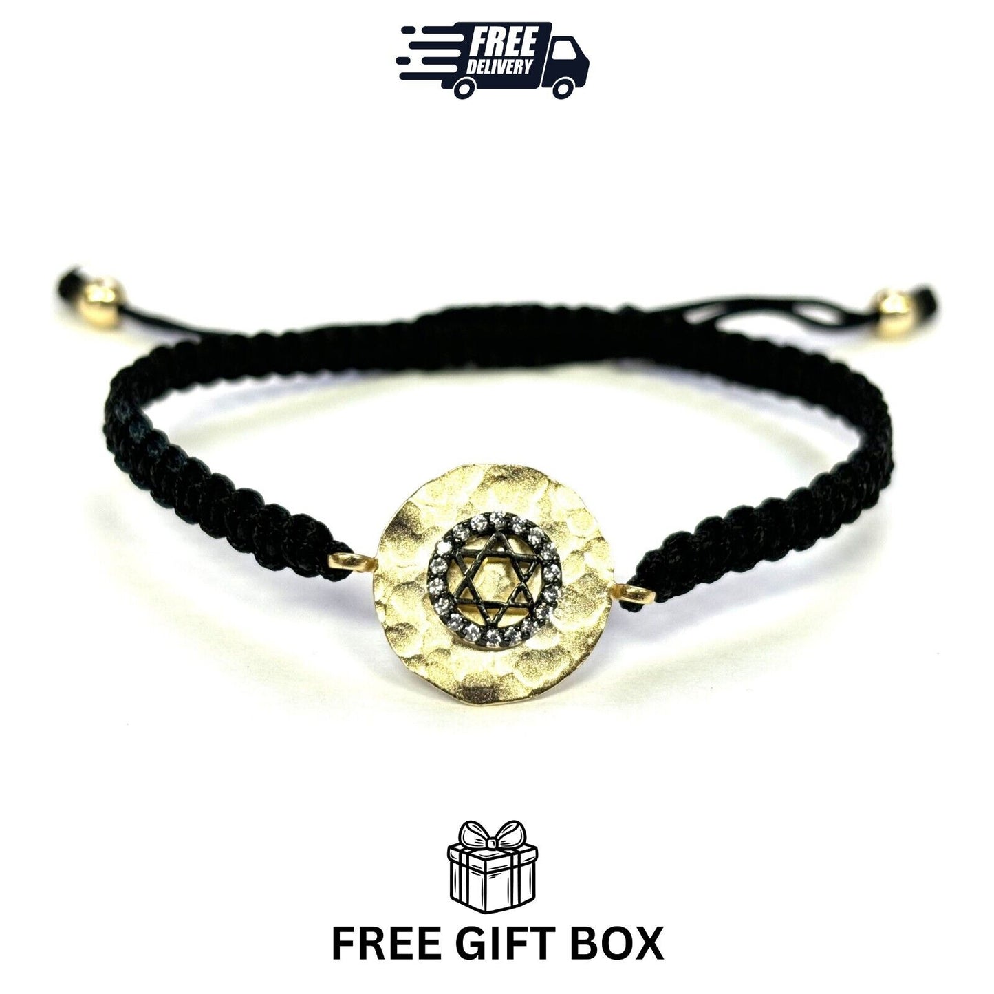 925 Sterling Silver Bracelet Star of David 6" Adjustable to 11"