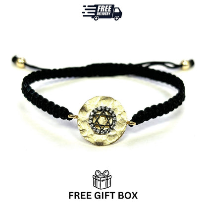 925 Sterling Silver Bracelet Star of David 6" Adjustable to 11"