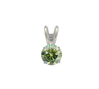 14K Gold GRA Certified D-VVS1 Round Green Moissanite Pendant