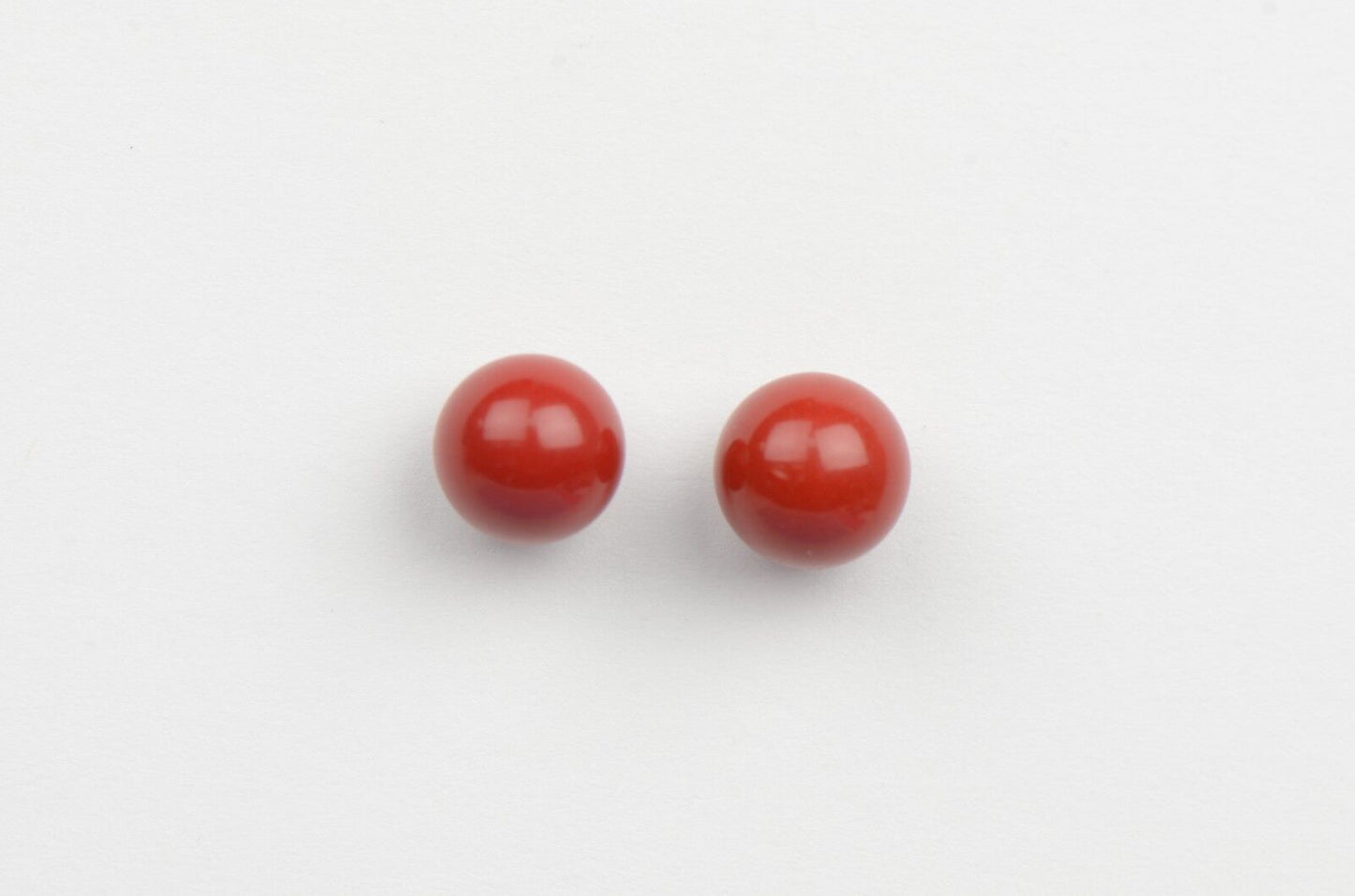 Sterling Silver 925 Red Round Coral Stud Earrings 4-8mm with Push Back