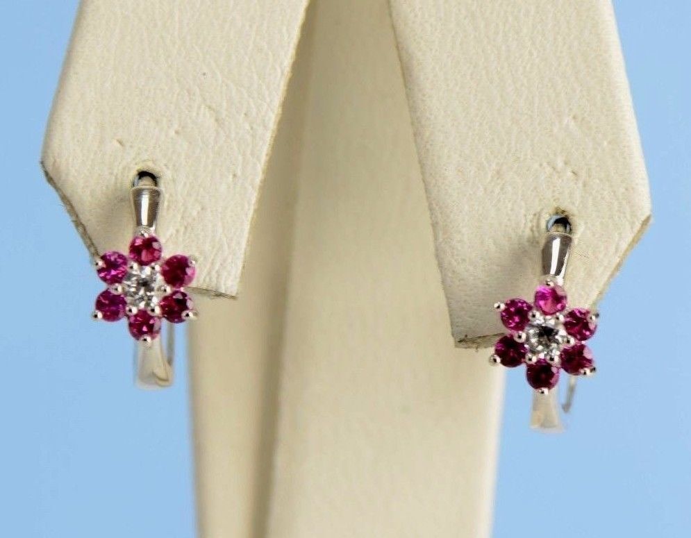 Sterling Silver 925 Flower Huggies Hoop Earring Birthstone