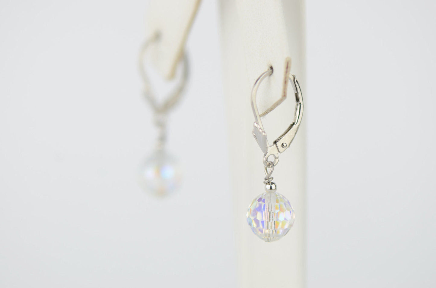 Sterling Silver Earrings 6-12mm Crystal Aurore Boreale Drop Dangle