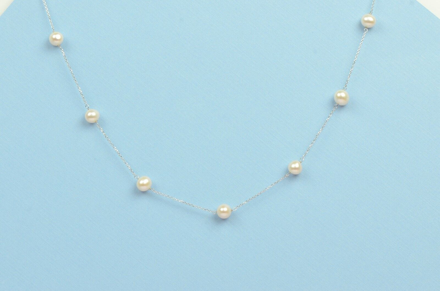 14k White Gold Freshwater White Pearls by the yard 18" Necklace