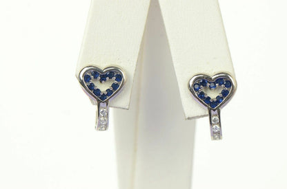 Sterling Silver 925 CZ Heart shaped Leverback Earrings with 12 month Birthstone