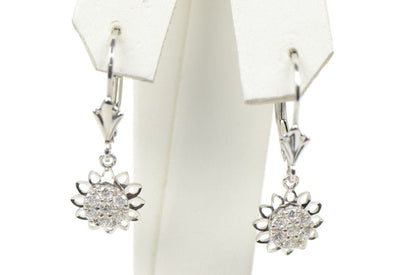 silver dangle earrings sterling sunflower 925 women flower drop